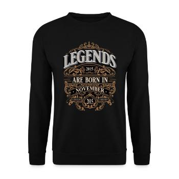 2015 Novembre Né Anniversaire Année de naissance - Sweat-shirt Unisexe - noir - Devant - Alina (178cm) & Michal (187cm)