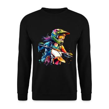 Motocross Femmes Filles Fille - Sweat-shirt Unisexe - noir - Devant - Alina (178cm) & Michal (187cm)