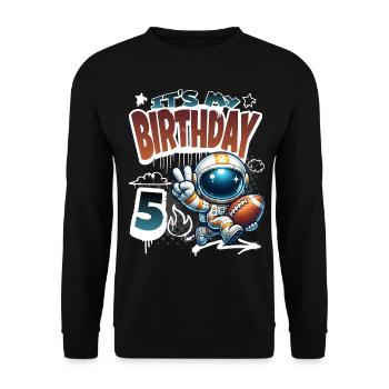 Astronaute 5e anniversaire football - Sweat-shirt Unisexe - noir - Devant - Alina (178cm) & Michal (187cm)