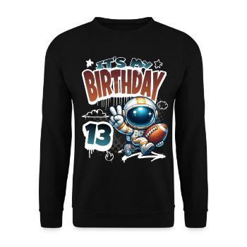 Astronaute 13e anniversaire Football - Sweat-shirt Unisexe - noir - Devant - Alina (178cm) & Michal (187cm)