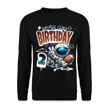 Astronaut 2nd Birthday Football - Unisex Sweatshirt - black - Front - Alina (178cm) & Michal (187cm)