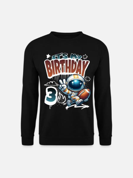 Astronaut 3rd Birthday Football - Unisex Sweatshirt - black