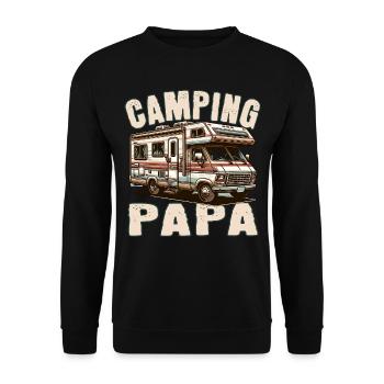 Camping Papa - Unisex Pullover - Schwarz - Vorne - Alina (178cm) & Michal (187cm)