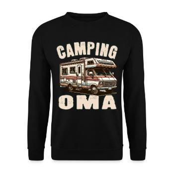 Camping Oma - Unisex Pullover - Schwarz - Vorne - Alina (178cm) & Michal (187cm)