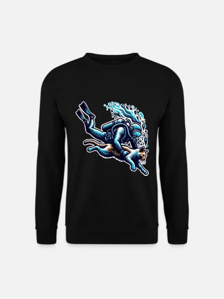Plongée Plongeur Chat - Sweat-shirt Unisexe - noir
