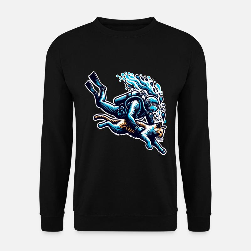 Plongée Plongeur Chat - Sweat-shirt Unisexe - noir