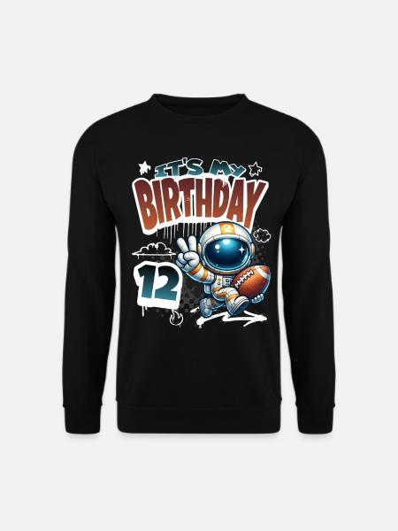 Astronaut 12. Geburtstag Football - Unisex Pullover - Schwarz