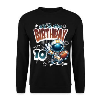 Astronaut 10th Birthday Football - Unisex Sweatshirt - black - Front - Alina (178cm) & Michal (187cm)