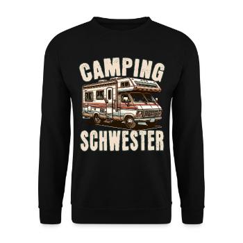 Camping Schwester - Unisex Pullover - Schwarz - Vorne - Alina (178cm) & Michal (187cm)