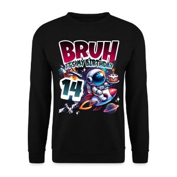 Astronaut 14th Birthday Space - Unisex Sweatshirt - black - Front - Alina (178cm) & Michal (187cm)