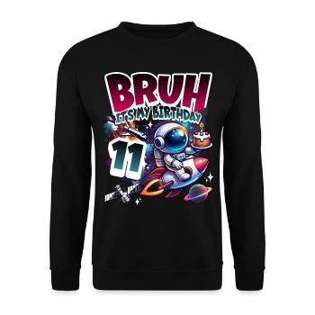 Astronaut 11th Birthday Space - Unisex Sweatshirt - black - Front - Alina (178cm) & Michal (187cm)