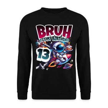 Astronaut 13th Birthday Space - Unisex Sweatshirt - black - Front - Alina (178cm) & Michal (187cm)