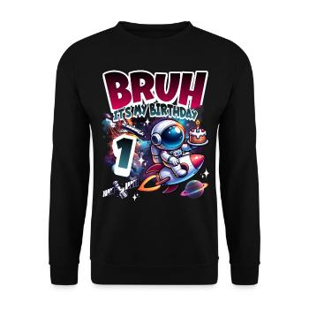 Astronaute 1er anniversaire Espace - Sweat-shirt Unisexe - noir - Devant - Alina (178cm) & Michal (187cm)