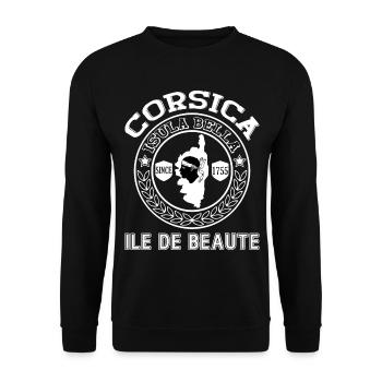 Corsica Ile de Beaute Isula Bella Insel Korsika - Unisex Pullover - Schwarz - Vorne - Alina (178cm) & Michal (187cm)