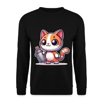 Cat Graffiti - Unisex Sweatshirt - black - Front - Alina (178cm) & Michal (187cm)