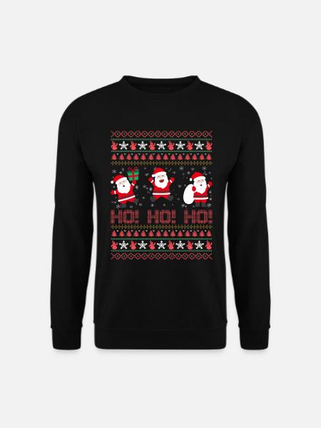 Witzig Ho Ho Ho Weihnachtsmann Ugly Christmas - Unisex Pullover - Schwarz