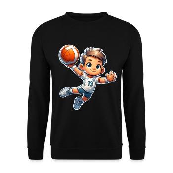Handball Handballer - Unisex Pullover - Schwarz - Vorne - Alina (178cm) & Michal (187cm)