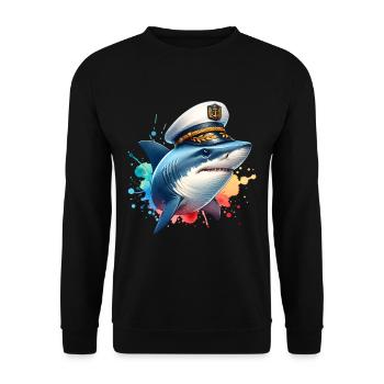 Capitaine requin - Sweat-shirt Unisexe - noir - Devant - Alina (178cm) & Michal (187cm)