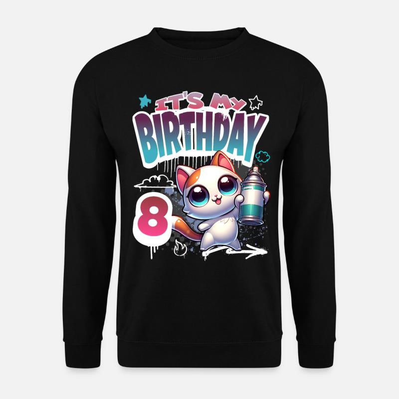 8th Birthday Cat Graffiti - Unisex Sweatshirt - black