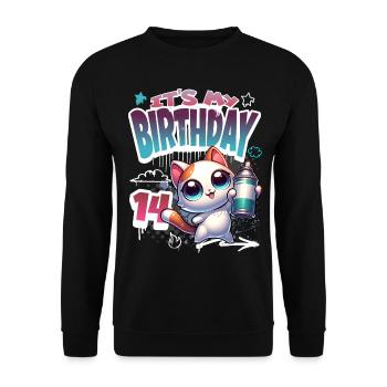 14th Birthday Cat Graffiti - Unisex Sweatshirt - black - Front - Alina (178cm) & Michal (187cm)