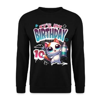 10th Birthday Cat Graffiti - Unisex Sweatshirt - black - Front - Alina (178cm) & Michal (187cm)