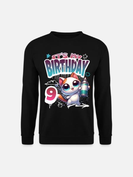 9th Birthday Cat Graffiti - Unisex Sweatshirt - black