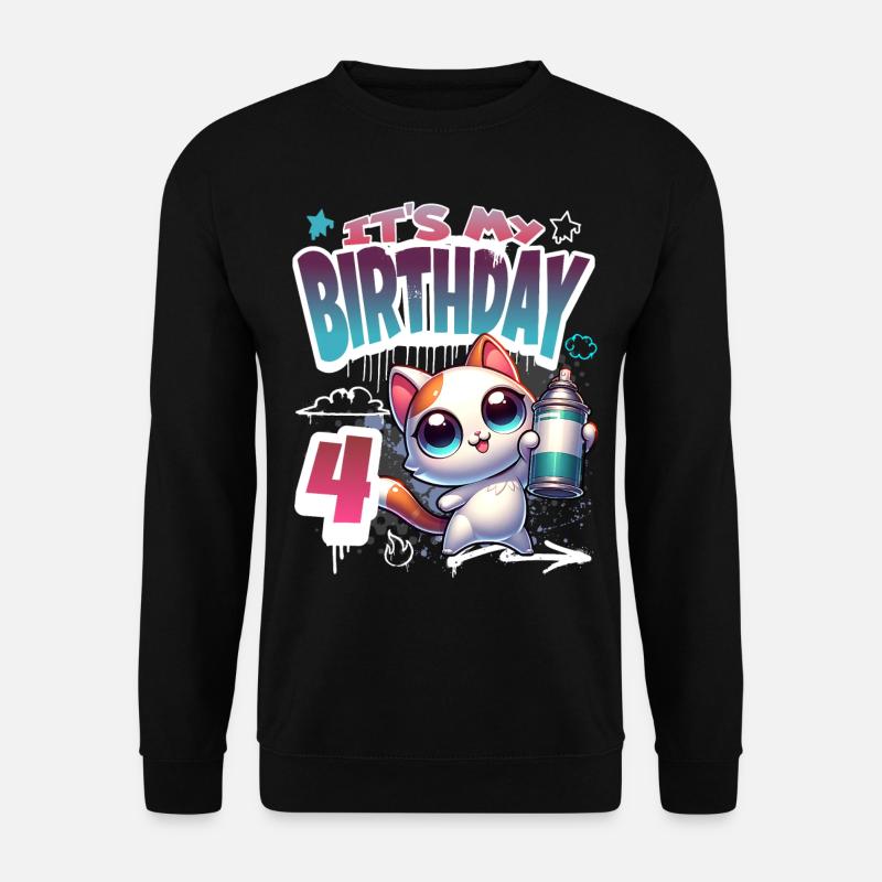 4th Birthday Cat Graffiti - Unisex Sweatshirt - black