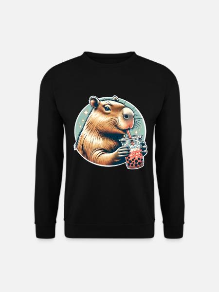 Capybara Bubble Tea - Unisex Pullover - Schwarz