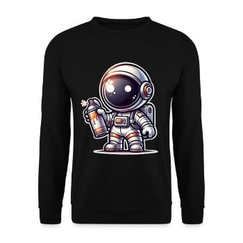 Graffiti Sprayer Astronaut - Unisex Sweatshirt - black - Front - Alina (178cm) & Michal (187cm)