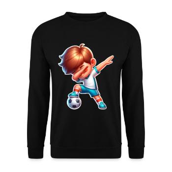Fußball Fußballer Dabbing - Unisex Pullover - Schwarz - Vorne - Alina (178cm) & Michal (187cm)