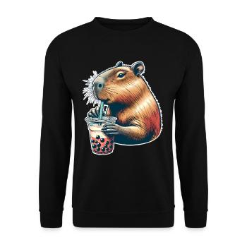 Thé à bulles Capybara - Sweat-shirt Unisexe - noir - Devant - Alina (178cm) & Michal (187cm)