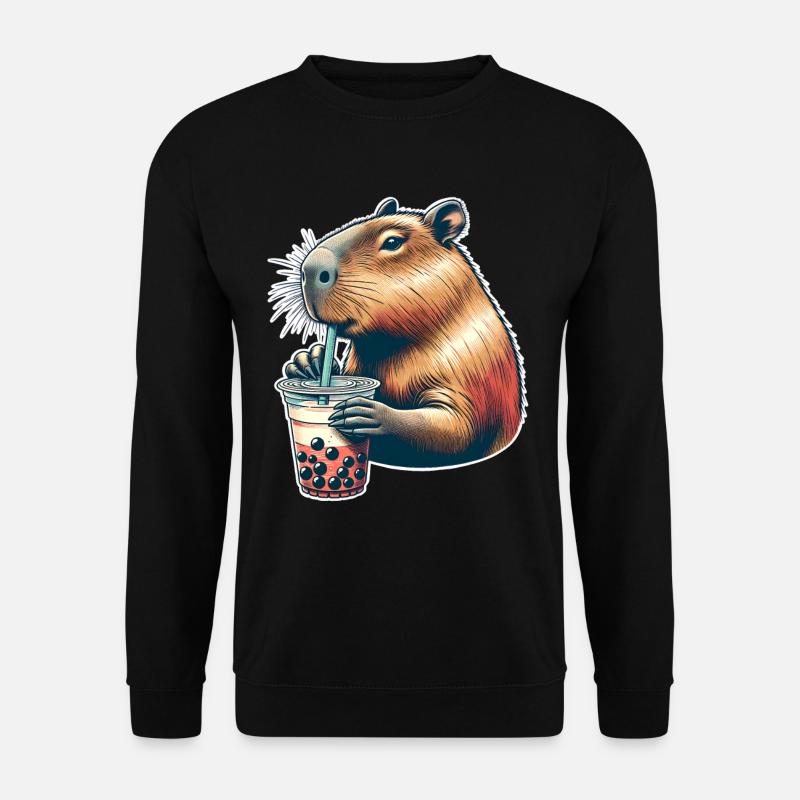 Capybara Bubble Tea - Unisex Pullover - Schwarz