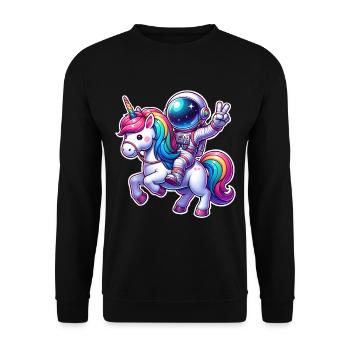 Licorne astronaute - Sweat-shirt Unisexe - noir - Devant - Alina (178cm) & Michal (187cm)