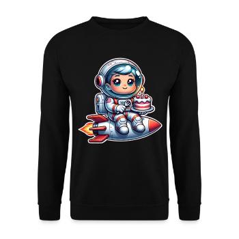 Astronaut Birthday - Unisex Sweatshirt - black - Front - Alina (178cm) & Michal (187cm)