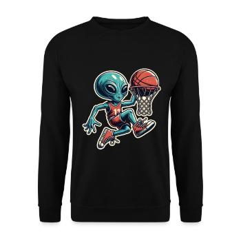 Basketball Dunking Alien - Unisex Sweatshirt - black - Front - Alina (178cm) & Michal (187cm)