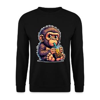 Neanderthal Bubble Tea - Unisex Sweatshirt - black - Front - Alina (178cm) & Michal (187cm)