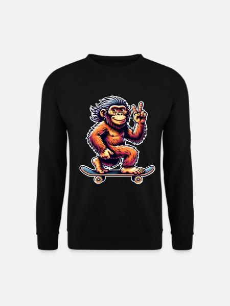 Neandertaler Skateboard Skater - Unisex Pullover - Schwarz
