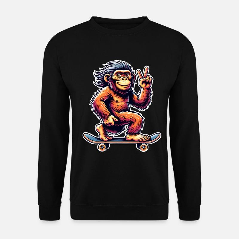 Neandertaler Skateboard Skater - Unisex Pullover - Schwarz