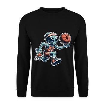 Alien Basketball Dunking - Unisex Sweatshirt - black - Front - Alina (178cm) & Michal (187cm)