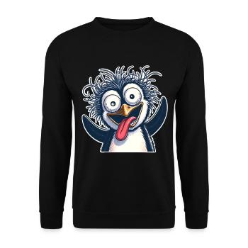 Pinguin Crazy - Unisex Pullover - Schwarz - Vorne - Alina (178cm) & Michal (187cm)