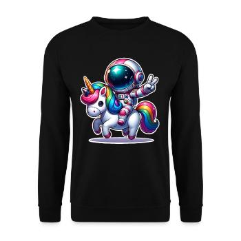 Licorne astronaute - Sweat-shirt Unisexe - noir - Devant - Alina (178cm) & Michal (187cm)