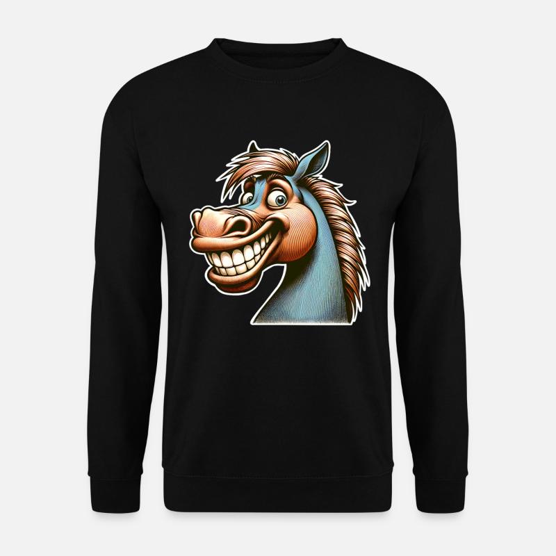 Pferd Grinsen Lustig - Unisex Pullover - Schwarz