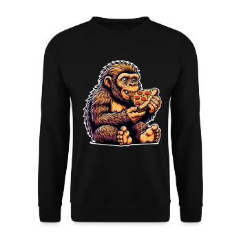 Neanderthal pizza - Unisex Sweatshirt - black - Front - Alina (178cm) & Michal (187cm)