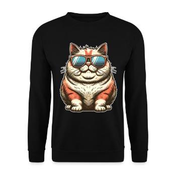 Fat Cool Cat - Unisex Sweatshirt - black - Front - Alina (178cm) & Michal (187cm)