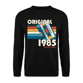 40ème Anniversaire Millésime Janvier 1985 Cassette 85 - Sweat-shirt Unisexe - noir - Devant - Alina (178cm) & Michal (187cm)