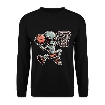 Basketball Dunking Alien - Unisex Sweatshirt - black - Front - Alina (178cm) & Michal (187cm)