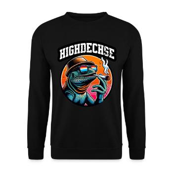 Highdechse Echsen Leguan Reptilien - Unisex Pullover - Schwarz - Vorne - Alina (178cm) & Michal (187cm)
