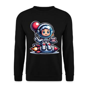 Astronaut Birthday - Unisex Sweatshirt - black - Front - Alina (178cm) & Michal (187cm)