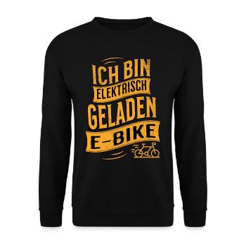 E-Bike E-Biker - Unisex Pullover - Schwarz - Vorne - Alina (178cm) & Michal (187cm)
