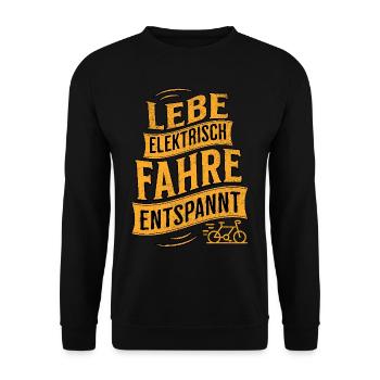 E-Bike E-Biker - Unisex Pullover - Schwarz - Vorne - Alina (178cm) & Michal (187cm)